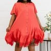 Trendsi Fly With Me Button Down Ruffle Dress