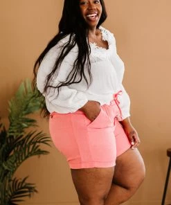 Trendsi Linen Love Cuffed Shorts In Coral (GHG-2X) GHG- Shop Singles 19 Trendsi Linen Love Cuffed Shorts In Coral (GHG-2X) GHG- Shop Singles