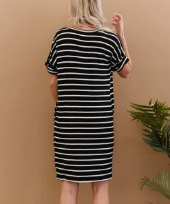 Trendsi Carefree Confidence Striped T-Shirt Dress Apparel