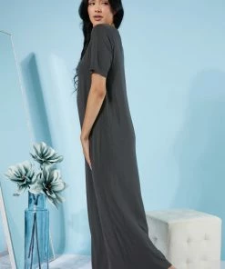 Trendsi Think Cheerful Thoughts Maxi T-Shirt Dress Apparel