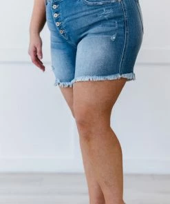 Trendsi Kancan Elizabeth Full Size Frayed Button-Fly Shorts Apparel