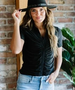 Trendsi I'm All Yours Ruched V-Neck Top