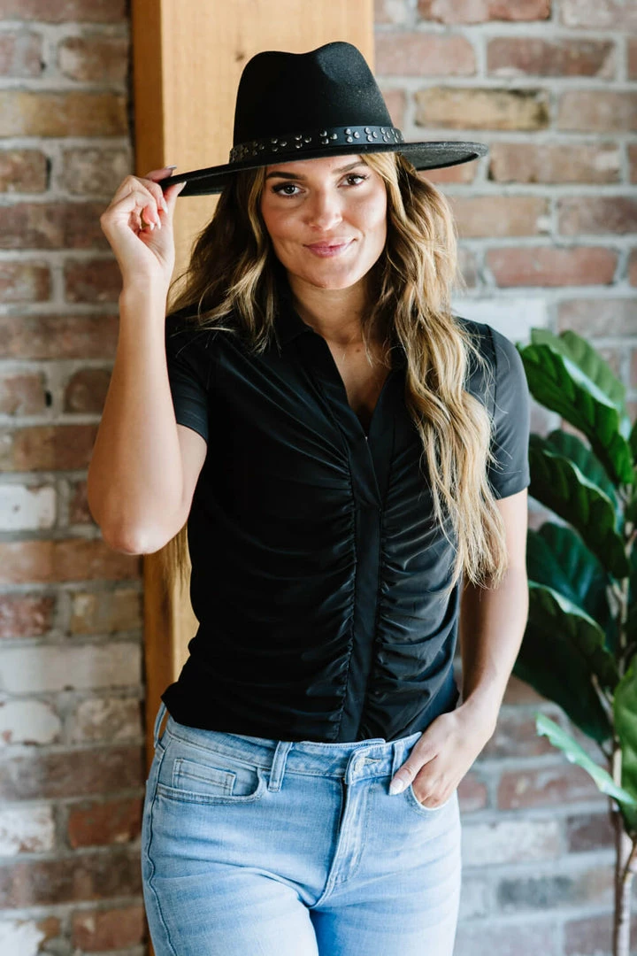 Trendsi I'm All Yours Ruched V-Neck Top 1 Trendsi I'm All Yours Ruched V-Neck Top