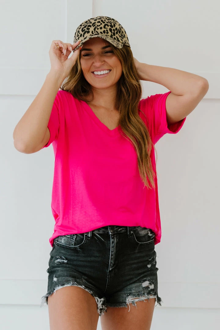 Trendsi Tee Shirt Weather Pocketed Tee In Fuchsia & Navy Apparel 3 Trendsi Tee Shirt Weather Pocketed Tee In Fuchsia & Navy Apparel