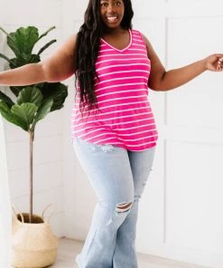 Trendsi Call Me Maybe Stripe Top - Pink & Coral Apparel