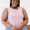 Trendsi Apparel Just A City Girl Striped Twist Detail Tank In Light Rose