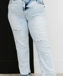 Trendsi RISEN Stella Acid Wash Distressed Straight Jeans Apparel