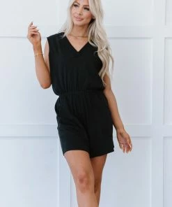 Trendsi Oceans Away Sleeveless Romper In Black Apparel