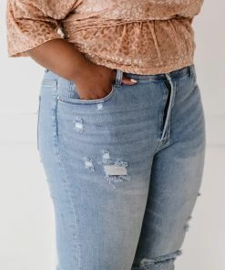Trendsi RISEN Distressed Flare Jeans Apparel