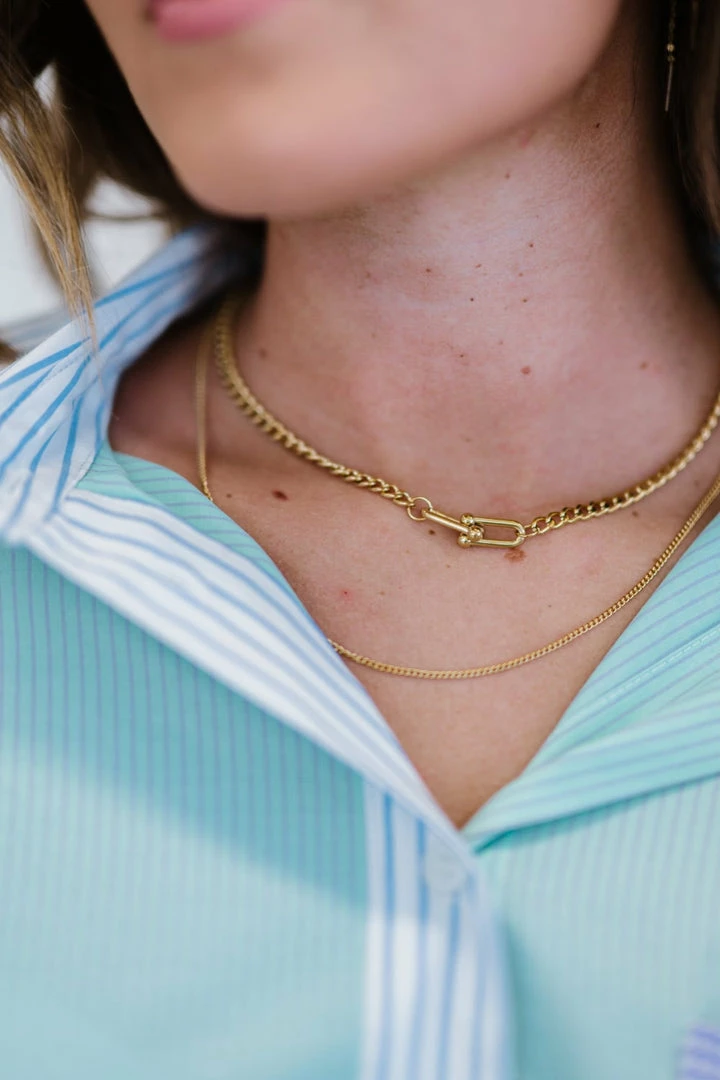 Trendsi Elegant Aesthetics Buckle Detail Double-Layered Necklace 4 Trendsi Elegant Aesthetics Buckle Detail Double-Layered Necklace