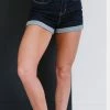 Trendsi Stone Washed Dark Cuffed Shorts Apparel