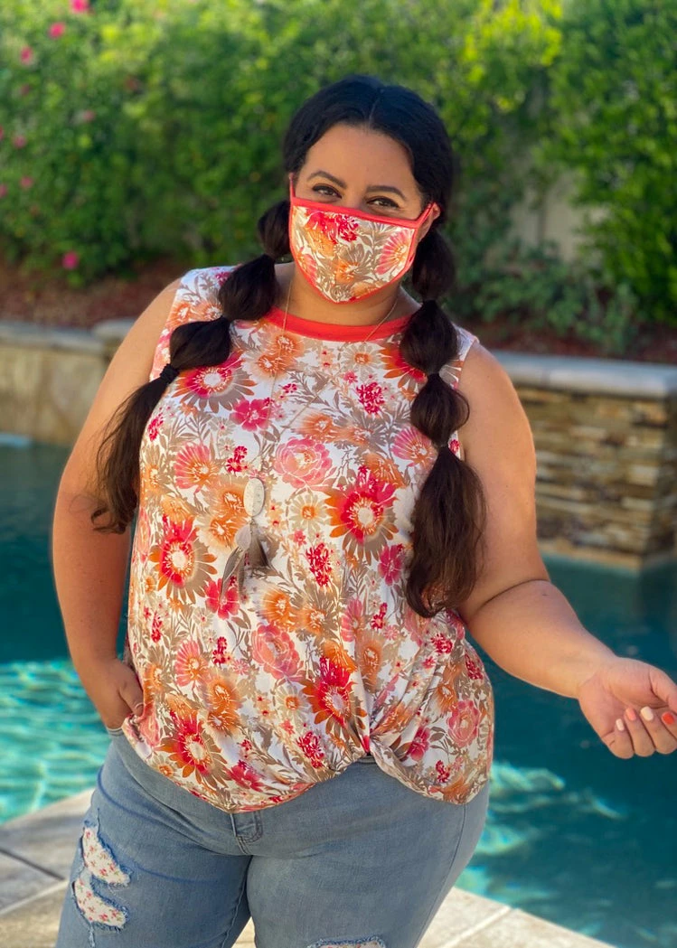 Boutique Simplified Essential Coral Burst Twist Top 5 Boutique Simplified Essential Coral Burst Twist Top