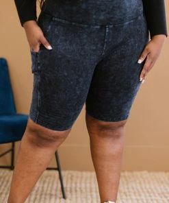 Trendsi Apparel Kickin' Back Mineral Wash Biker Shorts With Pockets
