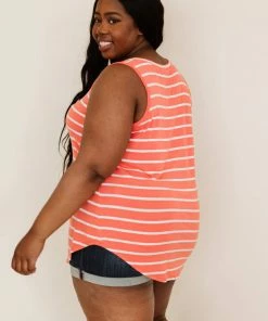 Trendsi Call Me Maybe Stripe Top - Pink & Coral Apparel