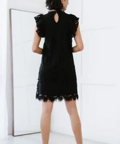 Trendsi Fit For Royalty Lace Flutter Sleeve Dress