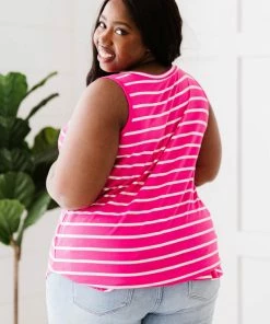 Trendsi Call Me Maybe Stripe Top - Pink & Coral Apparel