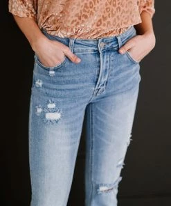 Trendsi RISEN Distressed Flare Jeans Apparel