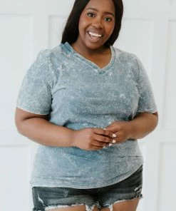 Trendsi Summer Special Acid Wash Tee Shirt (GHG-S, XL)