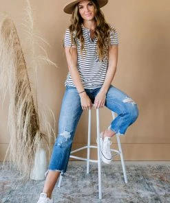 Trendsi Mix It Up Leopard And Striped Tee