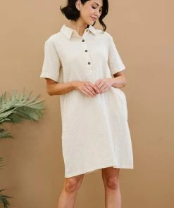 Trendsi Dresses + Skirts + Jumpsuits Iconic Scene Gauze Half Button Dress