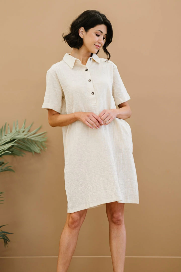 Trendsi Dresses + Skirts + Jumpsuits Iconic Scene Gauze Half Button Dress 2 Trendsi Dresses + Skirts + Jumpsuits Iconic Scene Gauze Half Button Dress