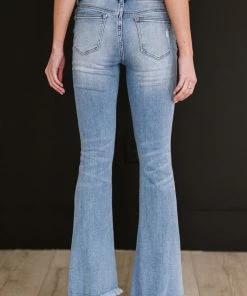 Trendsi RISEN Distressed Flare Jeans Apparel