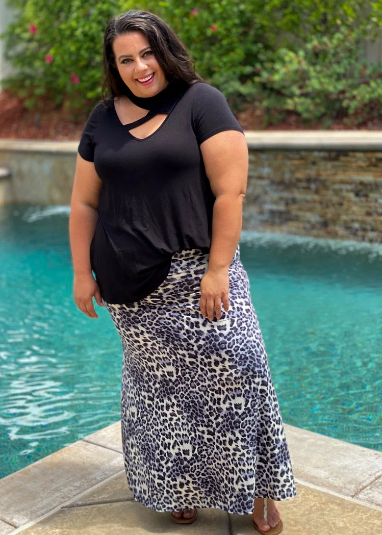 Boutique Simplified Snow Leopard Maxi Skirt 3 Boutique Simplified Snow Leopard Maxi Skirt