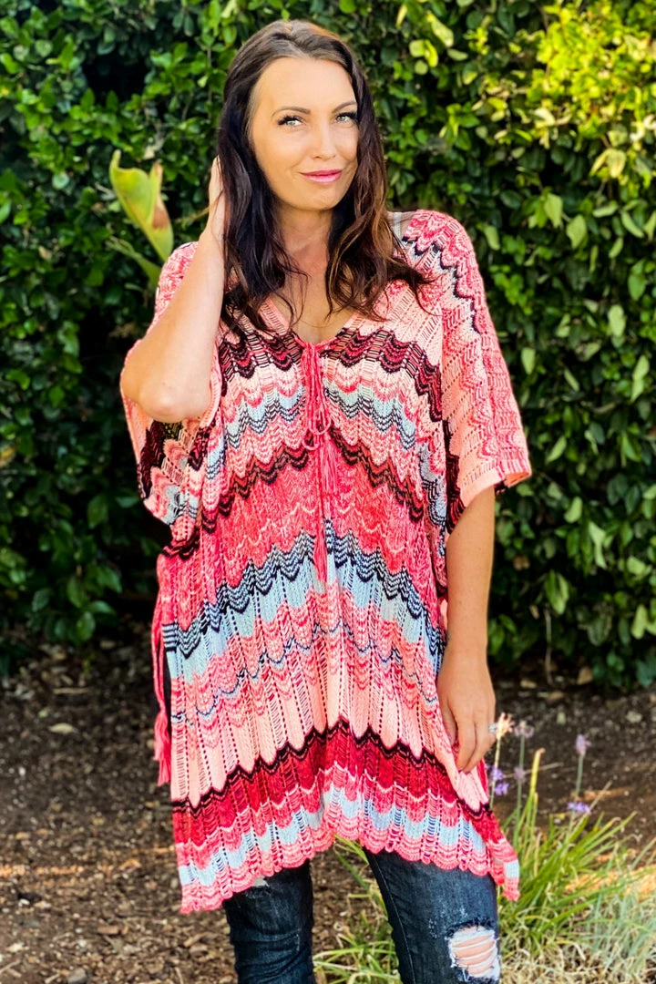 Boutique Simplified Beachy Waves Loose Fit Poncho 1 Boutique Simplified Beachy Waves Loose Fit Poncho