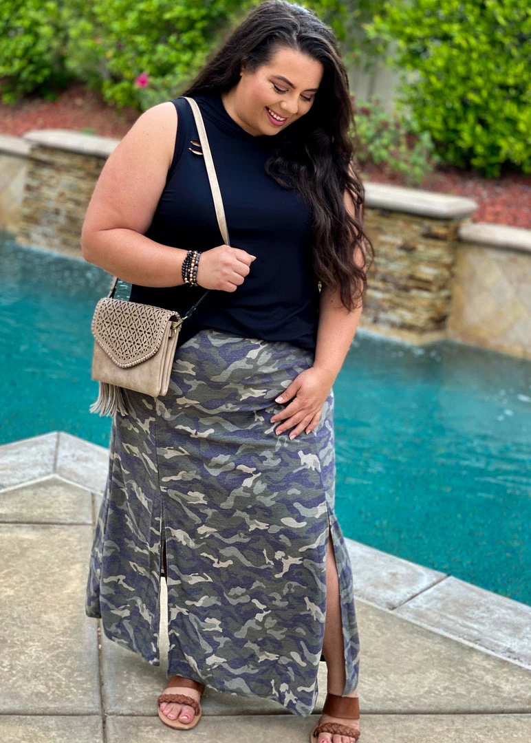 Boutique Simplified Camo Love Side Slit Maxi 4 Boutique Simplified Camo Love Side Slit Maxi