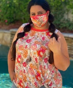 Boutique Simplified Essential Coral Burst Twist Top 8 Boutique Simplified Essential Coral Burst Twist Top