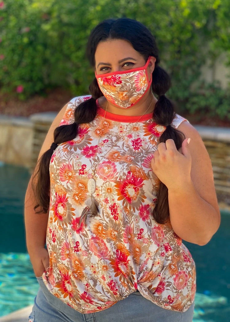 Boutique Simplified Essential Coral Burst Twist Top 3 Boutique Simplified Essential Coral Burst Twist Top