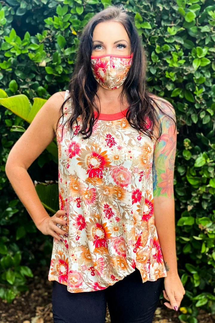 Boutique Simplified Essential Coral Burst Twist Top 1 Boutique Simplified Essential Coral Burst Twist Top