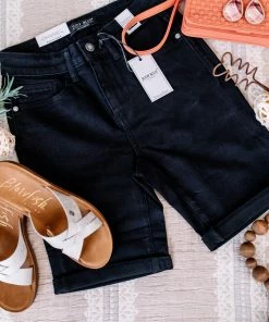 No Ship Drop Ship Apparel So Long, Farewell Black Bermuda Judy Blue Shorts