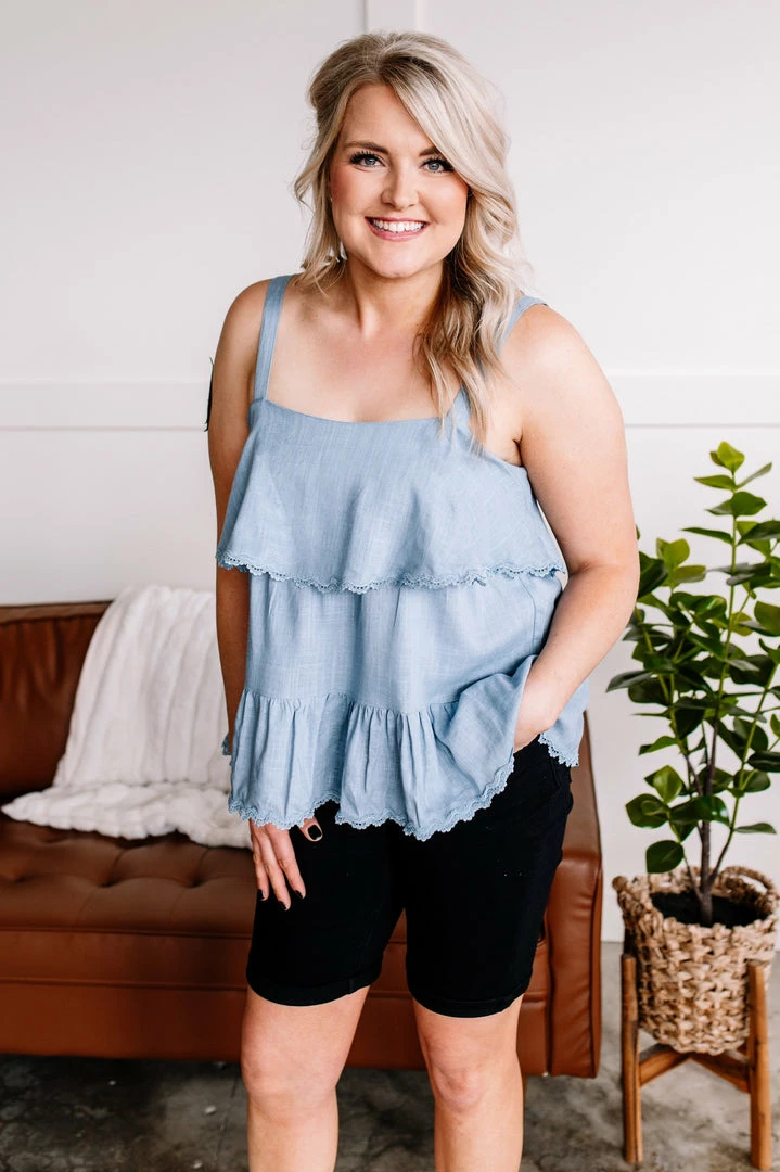 No Ship Drop Ship Laced With Tiers In Dusty Denim Blue (GHG-S) GHG- Shop Singles 5 No Ship Drop Ship Laced With Tiers In Dusty Denim Blue (GHG-S) GHG- Shop Singles