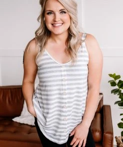 No Ship Drop Ship Run Into Me Faux Button Sleeveless Top