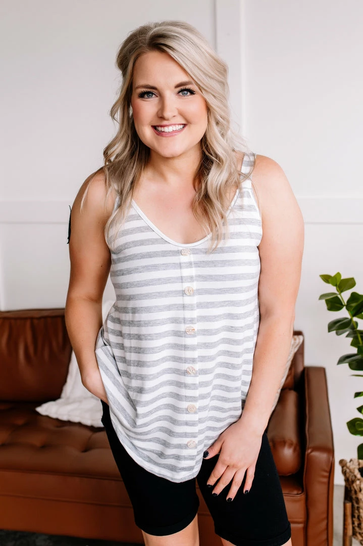 No Ship Drop Ship Run Into Me Faux Button Sleeveless Top 2 No Ship Drop Ship Run Into Me Faux Button Sleeveless Top