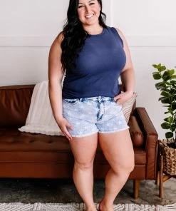 No Ship Drop Ship Apparel Shout To The Heart Sleeveless Top In Navy