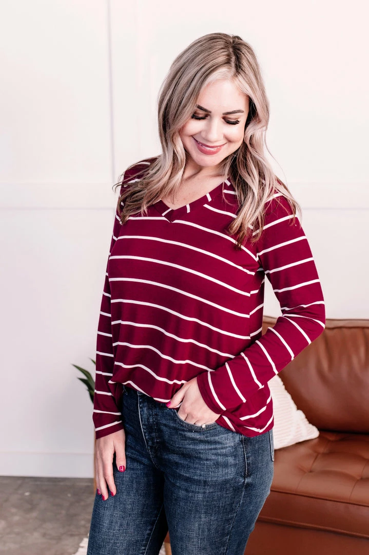 No Ship Drop Ship The Stripes Have It Long Sleeve Top In Magenta Apparel 4 No Ship Drop Ship The Stripes Have It Long Sleeve Top In Magenta Apparel