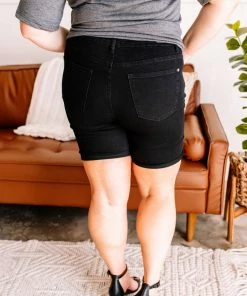 No Ship Drop Ship Apparel So Long, Farewell Black Bermuda Judy Blue Shorts