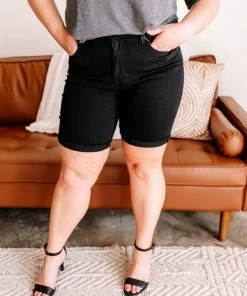 No Ship Drop Ship Apparel So Long, Farewell Black Bermuda Judy Blue Shorts