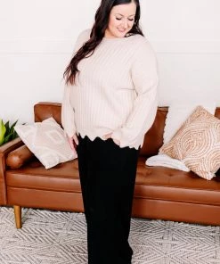 No Ship Drop Ship What's Your Pointelle Sweater In Cream