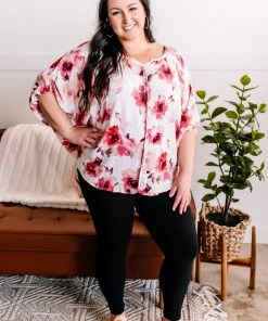 No Ship Drop Ship 3X Crazy Little Thing Called Love Floral Blouse