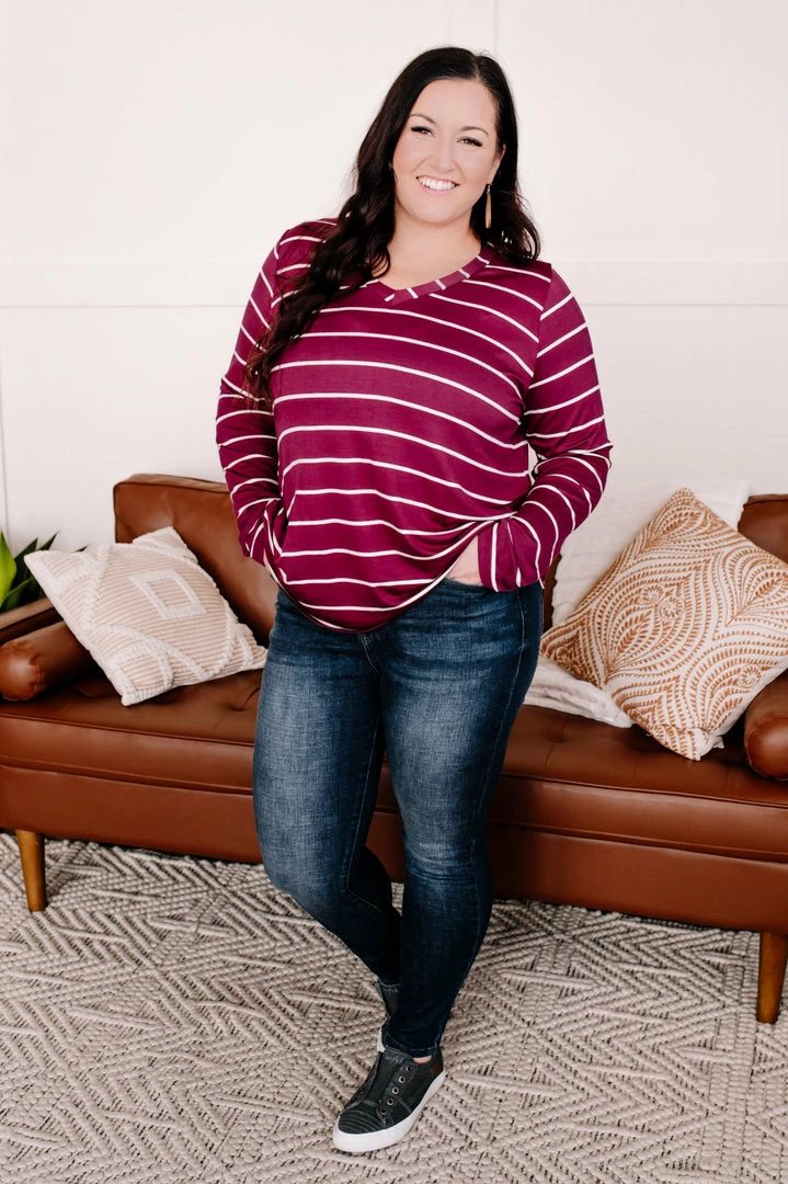 No Ship Drop Ship The Stripes Have It Long Sleeve Top In Magenta Apparel 6 No Ship Drop Ship The Stripes Have It Long Sleeve Top In Magenta Apparel