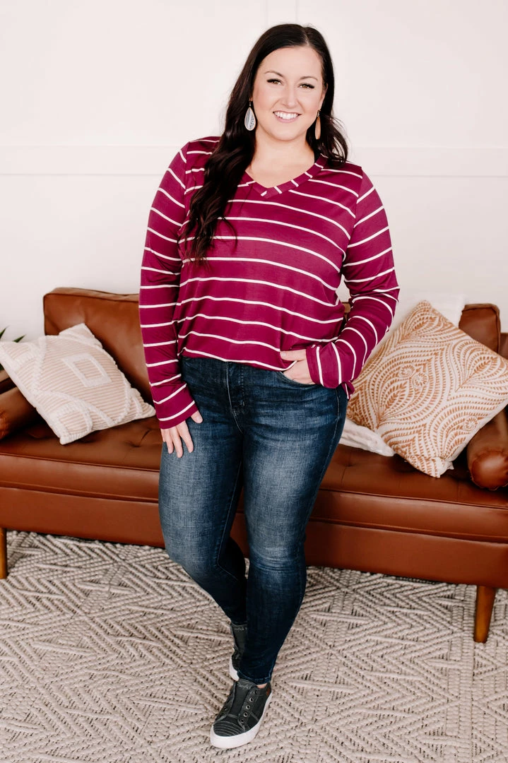 No Ship Drop Ship The Stripes Have It Long Sleeve Top In Magenta Apparel 8 No Ship Drop Ship The Stripes Have It Long Sleeve Top In Magenta Apparel