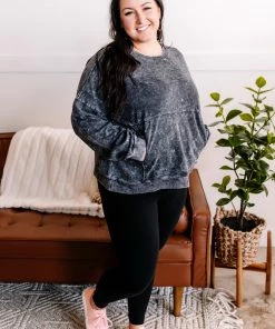 No Ship Drop Ship Apparel Before Time Pullover In Washed Charcoal