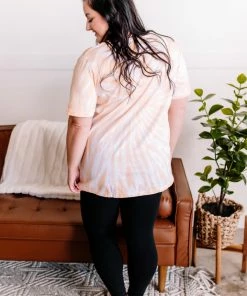 No Ship Drop Ship You Spin Me Round Spiral V Neck Tee In Orange Cream Apparel