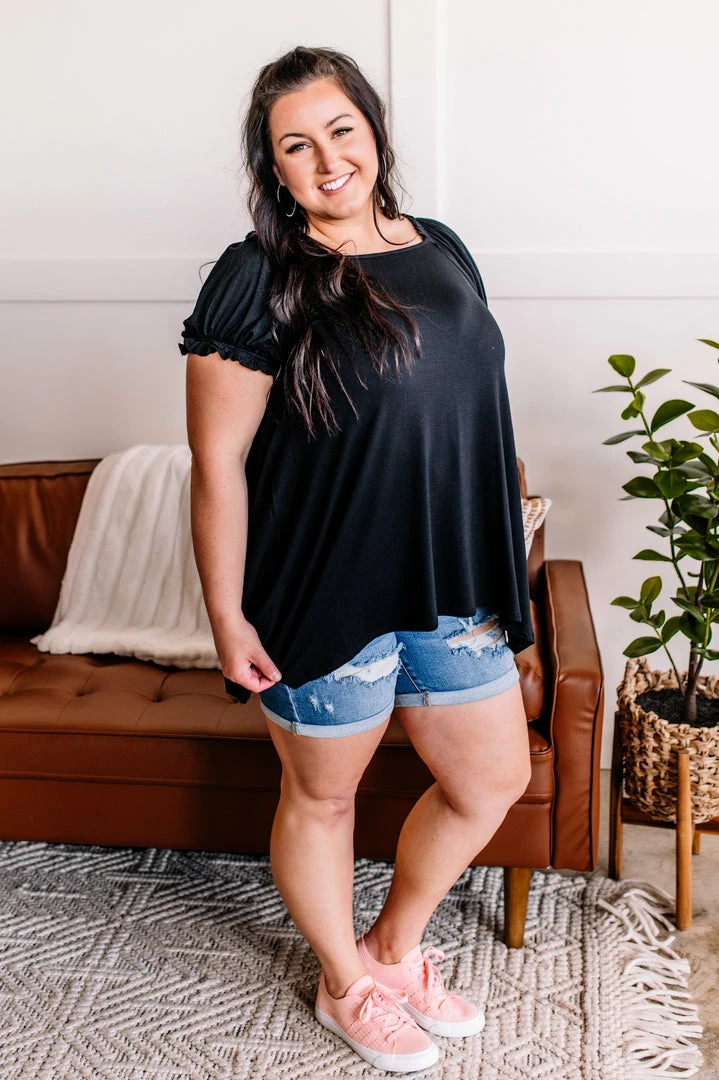 No Ship Drop Ship Apparel Bubble Up Short Sleeve Top In Black 8 No Ship Drop Ship Apparel Bubble Up Short Sleeve Top In Black