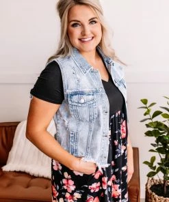 No Ship Drop Ship Short And Sweet Distressed Denim Vest By Risen