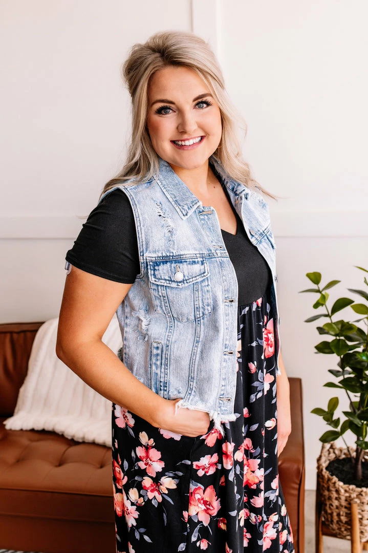 No Ship Drop Ship Short And Sweet Distressed Denim Vest By Risen 1 No Ship Drop Ship Short And Sweet Distressed Denim Vest By Risen