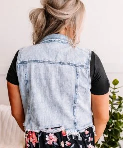 No Ship Drop Ship Short And Sweet Distressed Denim Vest By Risen 12 No Ship Drop Ship Short And Sweet Distressed Denim Vest By Risen